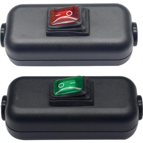 Inline Cable Cord Rocker Switch Waterproof IP65 Dustproof Max AC100~250V 10A On/Off LED Indicator