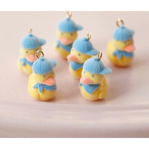 Fun and Cute Flocking Duck Earrings Japan DIY Pendant Handmade Jewelry Accessories Necklace Bracelet Material Kit