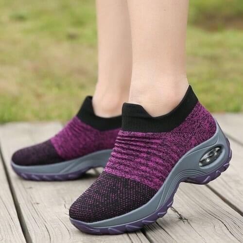 Women Platform Shoes Breathable Increased Socks Fitness Shoes Lady Sneakers Casual Walking Shoes Large Size