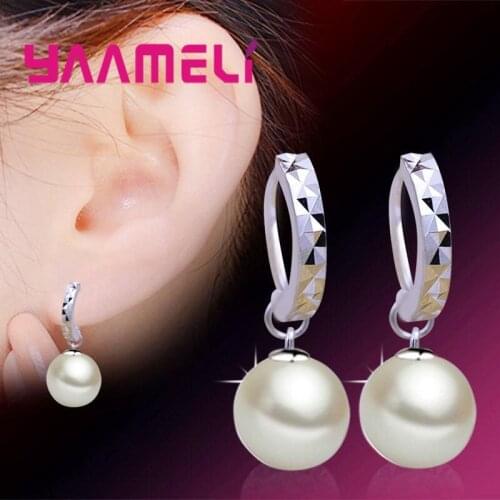 New High Stardard Pure 925 Sterling Silver With Freshwater Pearl Woman Lady Lever Back Hoop Earrings Elegant Jewelry