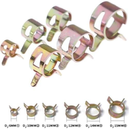 10Pcs/pack Spring Band Type Fuel Vacuum Hose Silicone Pipe Tube Clamp Clip Steel Zinc Plated Clamps 6-15mm