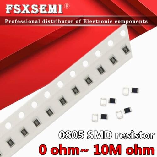 100pcs 0805 SMD 1/8W chip resistor 0R ~ 10M ohm 0 10R 100R 220R 330R 470R 1K 4.7K 10K 47K 100K 0 10 100 330 470 ohm