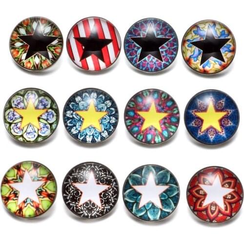 12pcs/lot Shining Star Theme Goddess Pattern 18mm Snap Button Charms For 18mm Snaps Bracelet Snap Jewelry KZ0567
