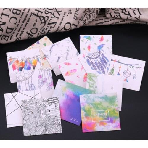 20pcs 6x6cm Earrings and Necklace Display Cards Square Ear Studs Necklace Hang Price Tag Kraft Paper Label Jewelry accessories