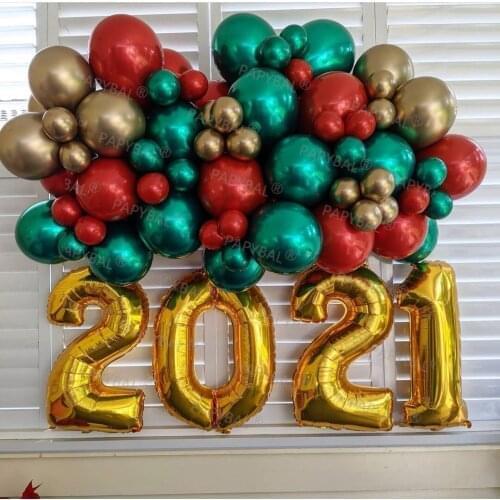66pc New Year Chrome Metallic Balloons Gold Garland Arch Kit 2022 32inch Number Foil Balloons Merry Christmas Party Decors Event