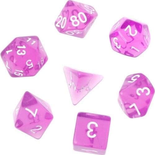 7Pcs/Set Clear Polyhedral Game Dice For Dragon Pathfinder D20 D12 2xD10 D8 D6 D4