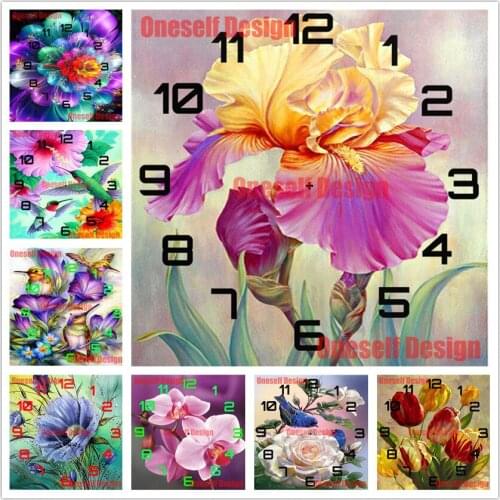 5d diamond mosaic 5d diamond painting full square clock flower 5d diamond embroidery with clock decoration home christmas gift