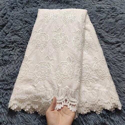 White Color Cotton Nigerian Lace Fabric High Quality Lace 2021 Swiss Voile Lace Fabric African Dry Lace For Wedding 5 Yard jl067