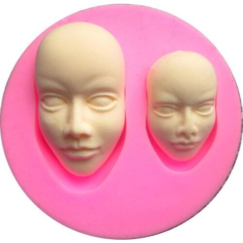 Free shipping 3D two Human face cooking tools fondant DIY cake silicone moulds chocolate baking decoration candy Resin craft