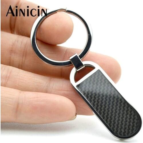New Arrival 316L Stainless Steel With Carbon Fiber Setting Key Chains 30mm Diameter Keyring For Men and Women