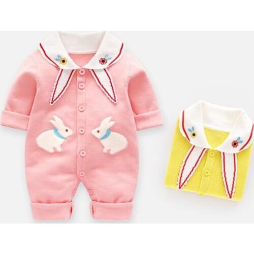 Hand-woven sunflower baby one-piece sweate 2