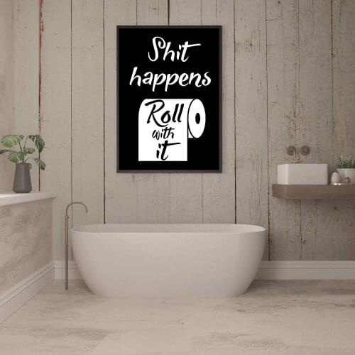 Wash Your Hand Bath Room Quote Decorative Poster Prints Have Roll with It Canvas Painting Picture Wall Art Decor