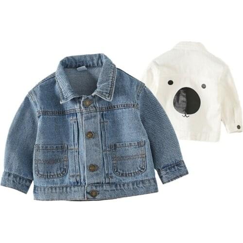 2020 Spring Autumn Girls Denim Jackets Coats Baby Girl Boys Cartoon Jeans Outerwear Kids Clothes Childrens Thin Jacket Clothing