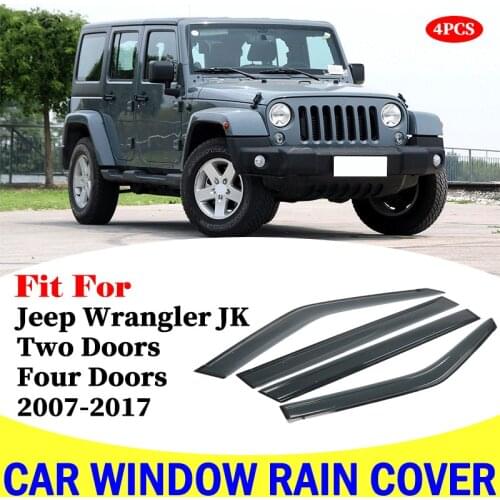 FOR Jeep Wrangler JK Two Doors Four Doors car rain shield deflectors awning trim cover exterior rain cover car accessories