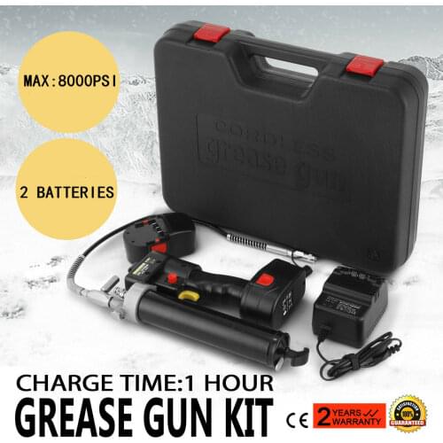 Free shipping Electrical Grease Gun Cordless Battery 18V 107cm 8000PSI Heavy + 2 Batteries LCD Grease leve
