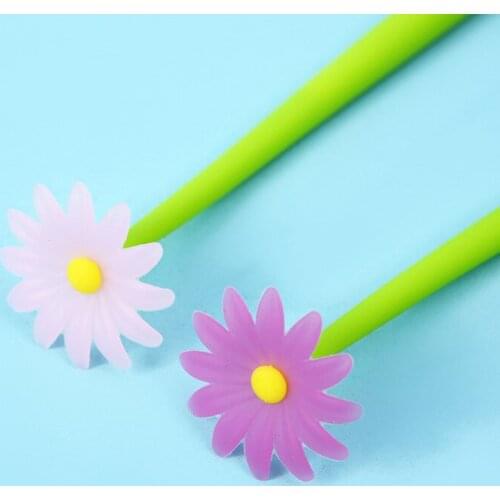 48PCS Color Changeable Chrysanthemum Modeling Student Gel Pen Flower Penholder Writing Implement Office Writing Stationery