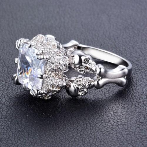 Skull Zircon Ring Punk Rock Vintage Dragon Claw Crystal Finger Ring for Wedding
