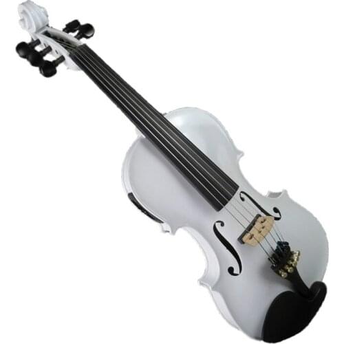Beautiful white colors 5 strings electric & acoustic violin 4/4 #7772
