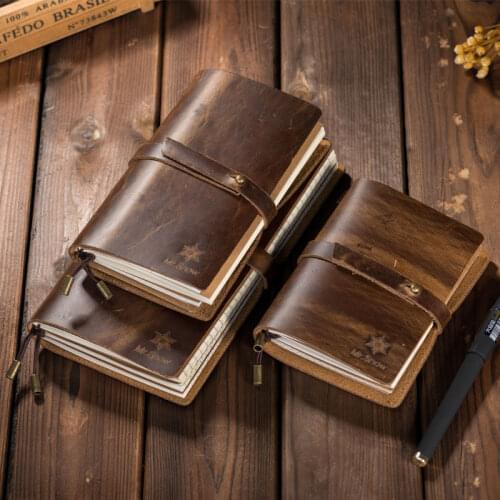 Logo Name DIY Genuine Cow leather A5 A6 Notebook Travel Journal Binder Notepad Mini A7 Writing Pad Office School Gift