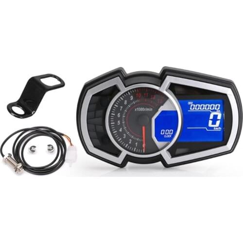 Motorcycle Odometer Speed Fuel Gauge 13000RPM Universal 1,2,4 Cylinder LCD Motorcycle Instrument Speedometer 199km/h
