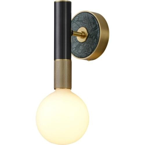 Nordic all copper marble wall lamps Modern Chinese designer living room aisle bedroom E27 decorative sconces lights lighting