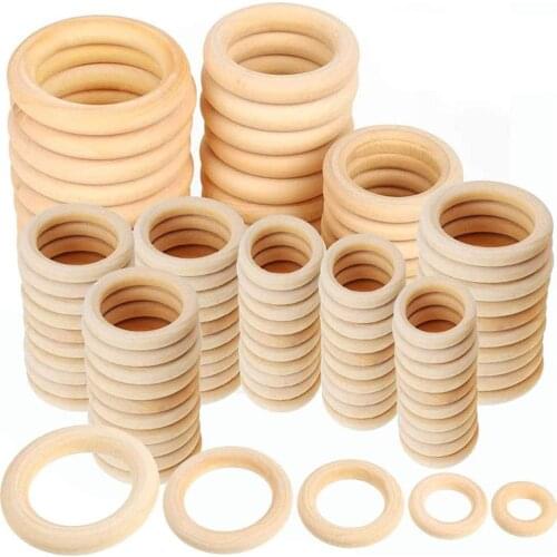 15-100mm Unfinished Wooden Rings for Crafts Natural Wood Rings DIY Wood Hoops Ornaments Connectors Jewelry Making Ring Pendant