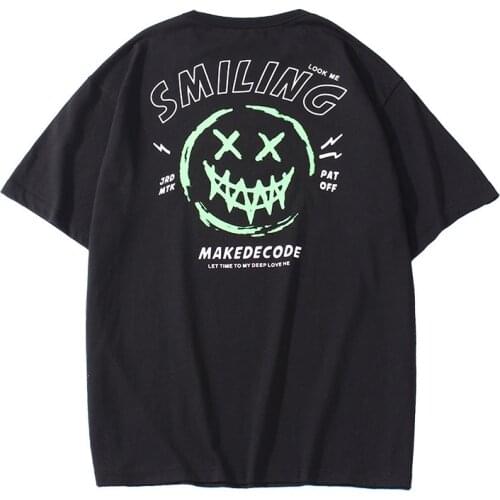 2021 new fashion summer hot selling oversize mens casual glow-in-the-dark jacket personality short-sleeved slim T-shirt printed