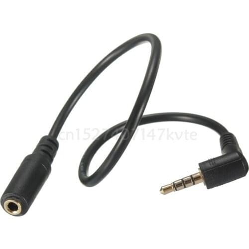 New 3.5mm 4Pole 90 Degree Angled Male to Female AUX Audio OMTP interchange CTIA Cable Black
