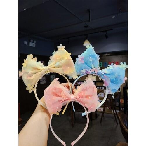 Super cute flower fairy childrens hairband lovely big bow hair ornament Korean Princess Childrens hair accessories hair hoop