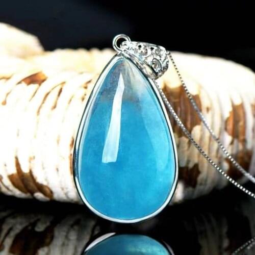 Natural Aquamarine Drop Shaped Necklace Pendant Charm Crystal Gem Pendant For DIY Jewelry Making