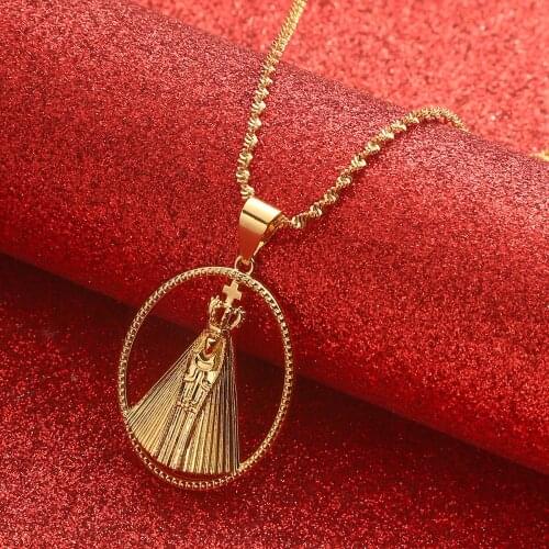 Our Lady of Aparecida Pendant Necklaces Virgin Mary Chain Brazilian Catholics Jewelry Cross Gifts