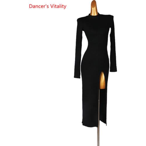 Latin Dance Dress Long Sleeves Split Skirt Practice Clothes Professional Custom Female Adult Competition Performance Clothing