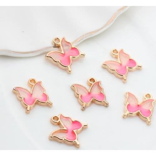 Zinc Alloy Enamel Charms Gradient Butterfly Pendant 13*16mm 10pcs/lot For DIY Jewelry Making Finding Accessories