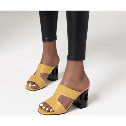 Plus Size 32-48 Luxury shoes women designers party Sandals chunky High heels Slippers Summer Pumps sandalias mujer X1-2