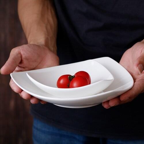 Japanes style personality white bone China triangle dish soup plate salad plate home Western style simple creative ceramic plate