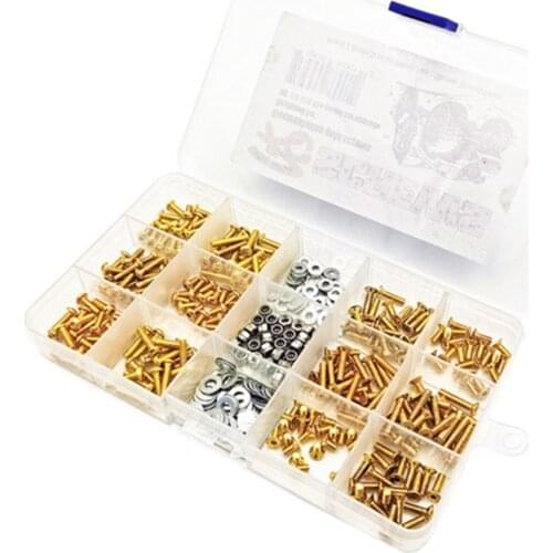 Universal RC Screws Kit Repair Tool kit Gold Screws and Silver Washers for HSP Axial SCX10 TRX4 1/8 1/10 Remote Control RC Car
