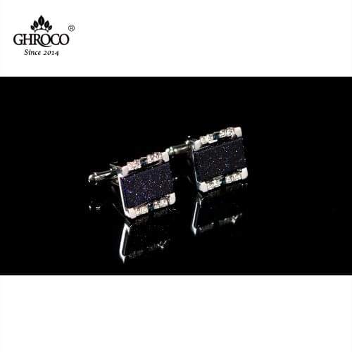 CHROCO High-Quality Exquisite Surface Inlaid Sandstone&Crystal Shirt Cufflinks Fashion Luxury Gift for Business Men and Wedding