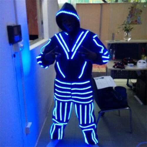 Wecool wholesale customized design and color LED costumes for stage dance wear dancing with helmet