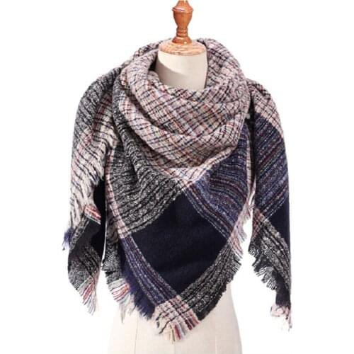 Yishine 2020 New AW Thick Triangle Plaid Shawl For Women Elegant Hajabs
