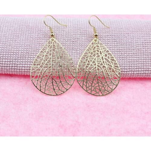 Cutout Leaf Water Drop Earrings for Women 2021 New Boutique Bridesmaid Lightweight Geometric Teardrop Jewelry Gifts for Her