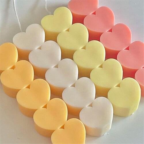 1 Pc 3D Love Heart Shape Candle Mould Soy Wax Silicone Candle Mold Cube Aromatherapy Molds For Plaster Hand-made Soy Aroma Wax