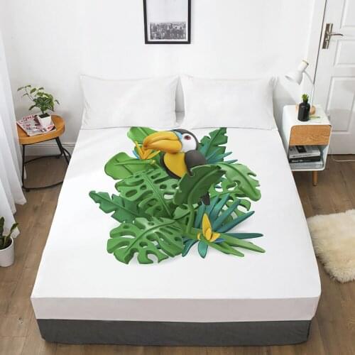 1pc bed sheet Elastic fitted sheet With An Elastic Band 150/180/200/160*200 Mattress Cover Double Bed cover nordic parrot