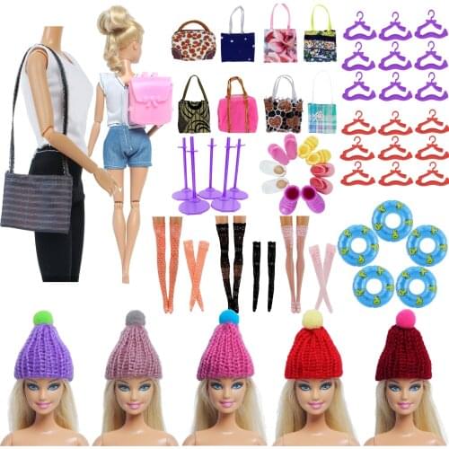 5 Pcs/Pack Doll Accessories Mix Style Hangers Shoes Crown Knitted Hat Swimming Lifebuoy Stockings for Barbie Doll for Kelly Doll