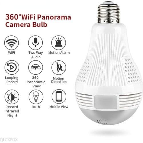 360 Degree Fisheye Wifi Smart Bulb Lamp IP P2P LED Light HD wireless Panoramic Camera Home Security Anti-Burglar Support TF Card