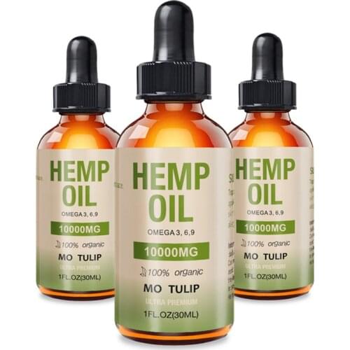 MO TULIP Essential Oils 10000mg Herbal Oil Organic Hem Seed Extract Oil Bio-active Drop For Pain Relief Reduce Sleep Anxiety