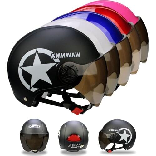 Electric Motorcycle Helmet Women Half Moto Bike Casco Moto Vintage Scooter Helmet Man Motocross Retro Open Face Moto Casque