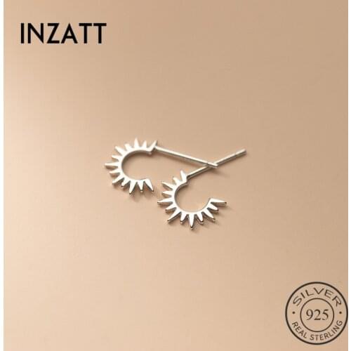 INZATT Real 925 Sterling Silver Hollow Letter C Stud Earrings For Fashion Women party Minimalist Fine Jewelry Punk Accessories