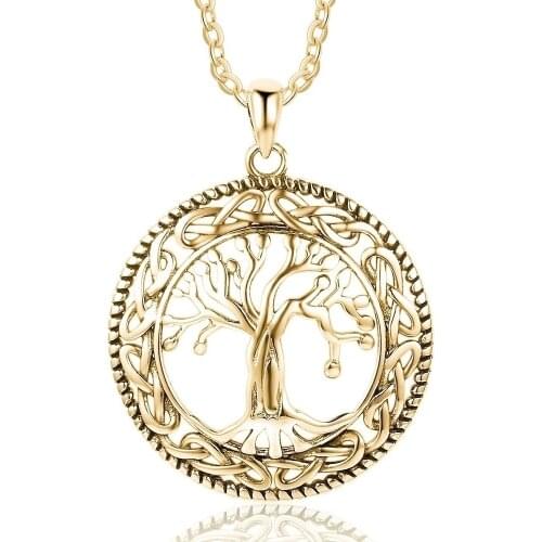 Classic Women Necklace Vintage Tree Of Life Pendants Round Wedding Christmas Mother Gift Jewelry Accessories