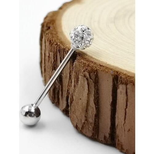 925 sterling silver Tongue ring Nipple Tongue fashion CZ Ear Piercing Barbell Piercing bar