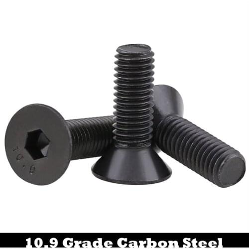 M3 M3*10/11/12/14 M3*10/11/12/14 10.9 Grade Black Carbon Steel DIN7991 Flat Countersunk Head Inner Hex Hexagon Socket Screw